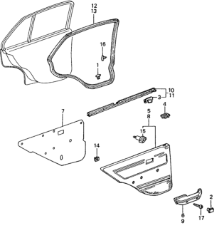 1983 Honda Civic Rear Door Lining  - Weatherstrip Diagram