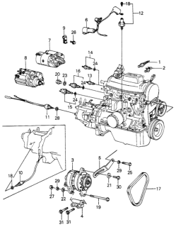 1982 Honda Civic 5 Door ** (WAGOVAN) KA HMT Alternator - Starter  - Temperature Sensor Diagram