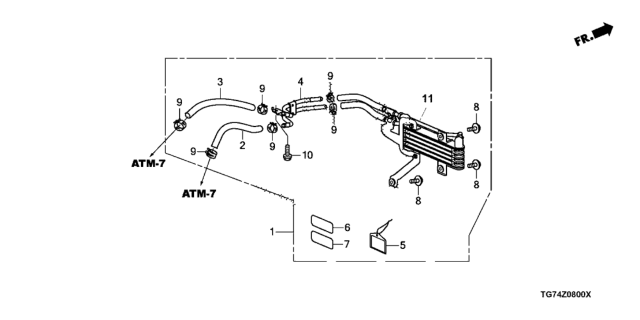 2017 Honda Pilot ATF Cooler Kit (6AT) Diagram