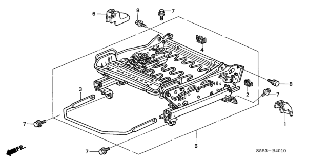 2003 Honda Civic 3 Door SI KA 5MT Front Seat Components (Driver Side) Diagram