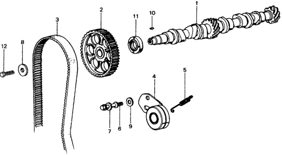 1976 Honda Civic Bolt, Timing Belt Adjuster Diagram for 90016-657-000