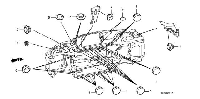 2010 Honda Accord 2 Door EX KA 5MT Grommet (Lower) Diagram