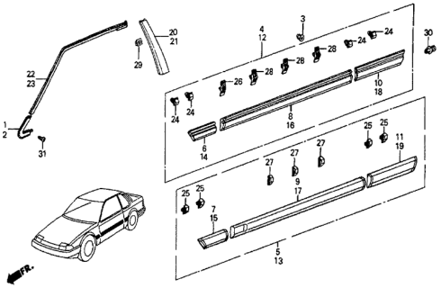 1987 Honda Prelude 2 Door SI KA 5MT Side Protector Diagram