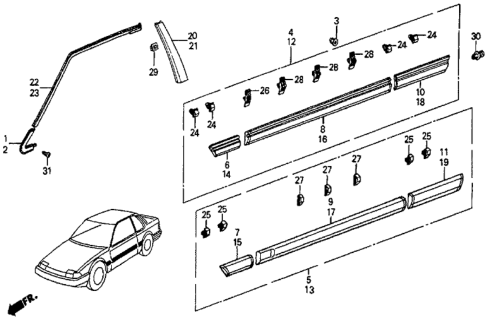 1986 Honda Prelude Protector, L. FR. Fender Diagram for 75816-SB0-671