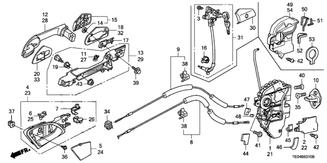 2010 Honda Accord Door Locks - Outer Handle Diagram