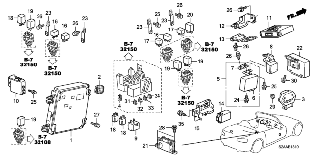 2008 Honda S2000 Sensor Assembly, Cluster (Yaw/Lateral Acceleration) Diagram for 39960-S2A-A01
