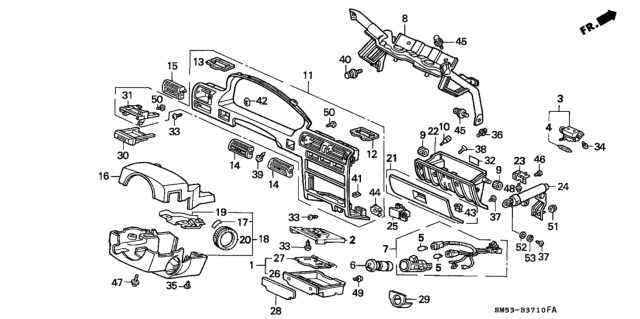 1993 Honda Accord Lid Assembly, Glove Box (Graphite Black) Diagram for 77501-SM4-A01ZA