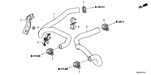 2015 Honda Civic 4 Door SI KA 6MT Water Hose (2.4L) Diagram
