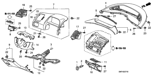 2006 Honda Civic 4 Door GX KA 5AT Instrument Panel Garnish (Driver Side) Diagram