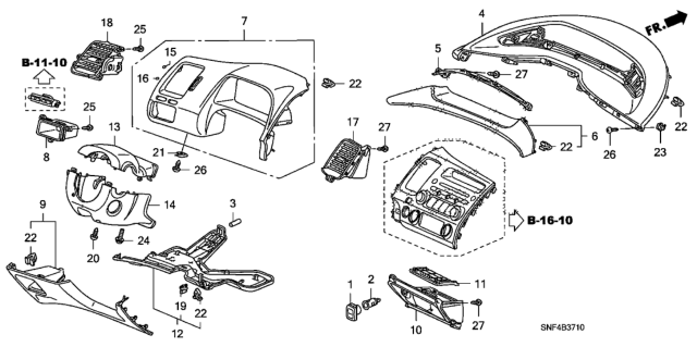 2006 Honda Civic Instrument Panel Garnish (Driver Side) Diagram