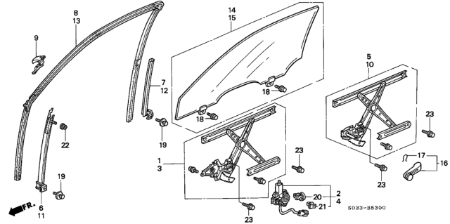 1998 Honda Civic 3 Door CX KA 4AT Door Window Diagram