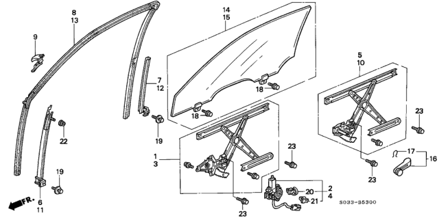 2000 Honda Civic Door Window Diagram