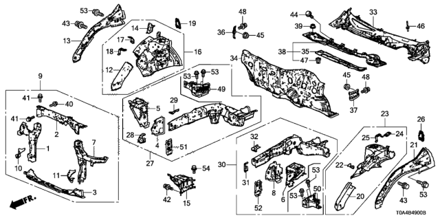 2012 Honda CR-V Front Bulkhead - Dashboard Diagram