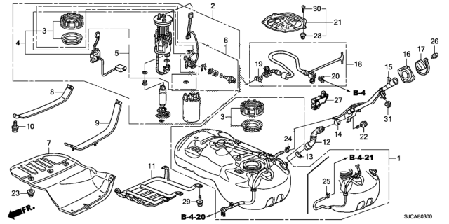2014 Honda Ridgeline 4 Door RTS KA 5AT Fuel Tank Diagram