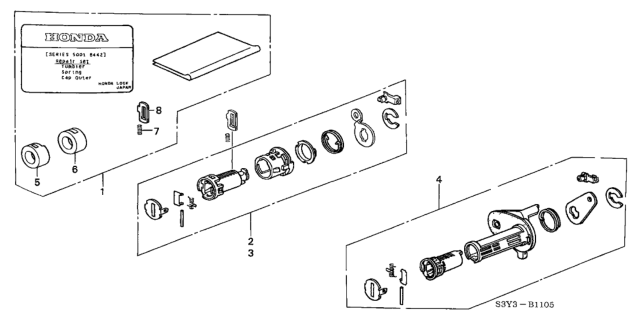 2003 Honda Insight Key Cylinder Kit Diagram