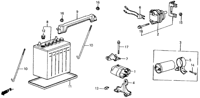 1987 Honda CRX 2 Door HF KA 5MT Ignition Coil - Battery Diagram