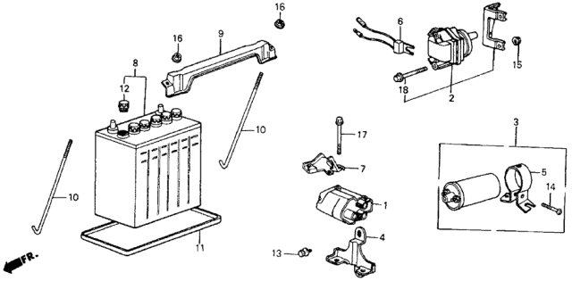 1985 Honda CRX Coil Assembly, Ignition (Hitachi) Diagram for 30500-SB2-672