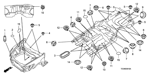 2008 Honda Accord 2 Door EX KA 5MT Grommet (Front) Diagram