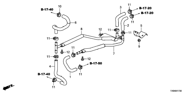2013 Honda Fit EV 5 Door STD KL 1AT Water Hose Diagram