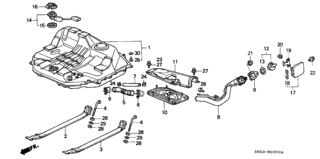 1990 Honda CRX 2 Door HF KH 5MT Fuel Tank Diagram