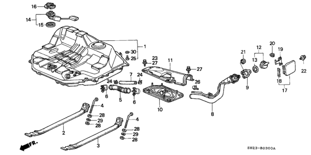 1988 Honda CRX Pipe, Fuel Filler Diagram for 17660-SH2-A00