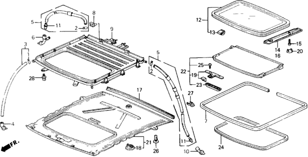 1991 Honda Prelude Trim, Roof *NH91L* (LOFTY GRAY) Diagram for 83220-SF1-030ZA