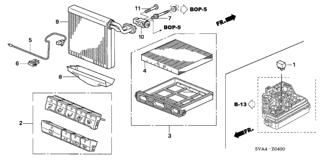 2009 Honda Civic 2 Door DX KA 5AT A/C Cooling Unit Diagram