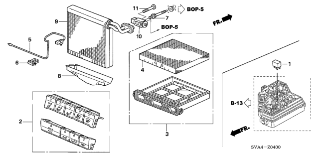 2007 Honda Civic A/C Cooling Unit Diagram