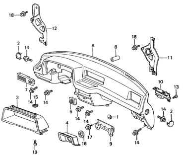 1983 Honda Civic 4 Door ** (1500) KA HMT Instrument Panel Diagram