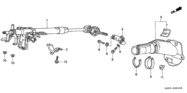 2001 Honda Accord Column Assembly, Steering Diagram for 53200-S84-G04