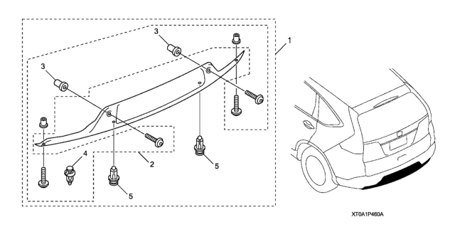 2012 Honda CR-V 5 Door EX (2WD) KA 5AT Rear Skid Plate Garnish Diagram