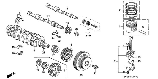 1995 Honda Accord Nut, Connecting Rod Diagram for 13205-ME2-000