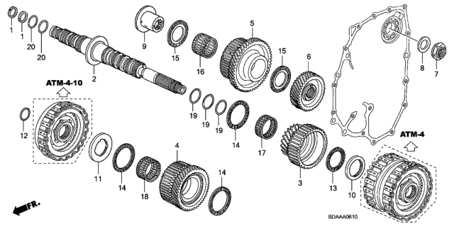 2007 Honda Accord 4 Door EX KA 5AT AT Secondary Shaft (L4) Diagram