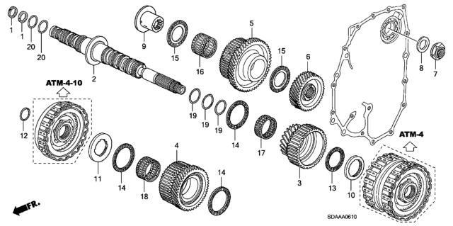 2007 Honda Accord AT Secondary Shaft (L4) Diagram