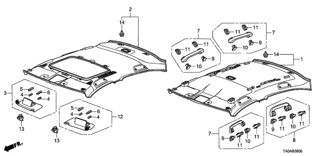 2012 Honda Accord Roof Lining Diagram