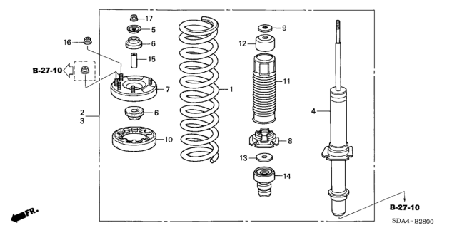 2004 Honda Accord Spring, Front Diagram for 51401-SDB-A31