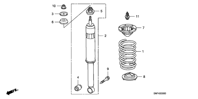 2009 Honda Civic Shock Absorber Assembly, Rear Diagram for 52610-SNF-A01