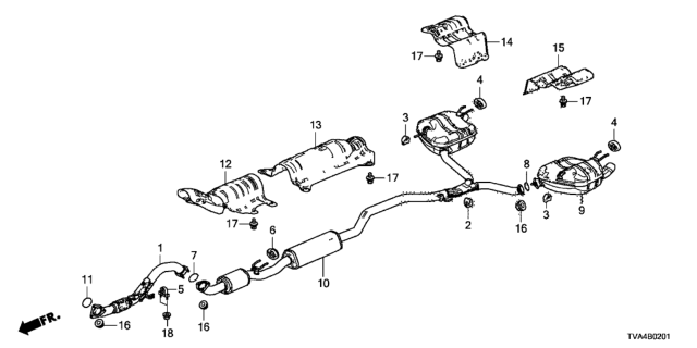 2019 Honda Accord Exhaust Pipe - Muffler (2.0L) Diagram