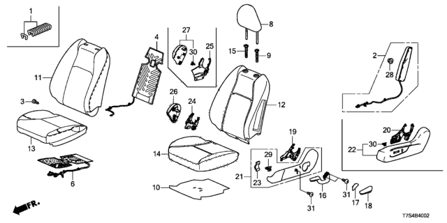 2019 Honda HR-V Heater, Front Seat-Back Diagram for 81124-T8N-W21