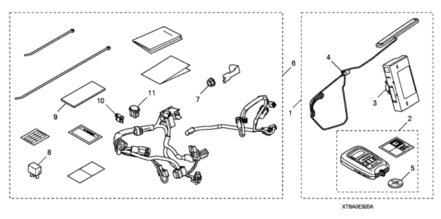 2016 Honda Civic 4 Door LX (AEP ENGINE/MSS CVT) KA CVT Remote Engine Starter & Attachment (Non-Smart Entry) Diagram