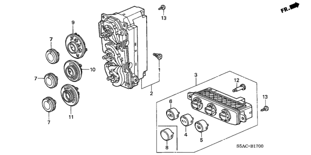 2005 Honda Civic Display, Mode *NH396L* (CF KNOB METALLIC) Diagram for 79606-S5D-A01ZB