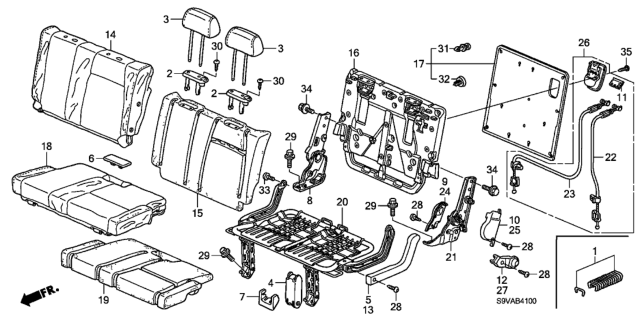 2008 Honda Pilot 5 Door EX (2WD) KA 5AT Rear Seat (Driver Side) Diagram