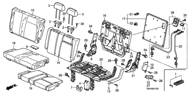 2008 Honda Pilot Rear Seat (Driver Side) Diagram