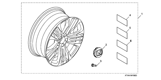 2019 Honda Accord Hybrid Alloy Wheel Diagram 2