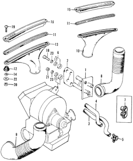 1973 Honda Civic Gasket, Defroster Nozzle Diagram for 66892-634-000