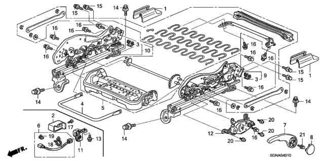 2007 Honda Accord Front Seat Components (Driver Side) (Manual Height) Diagram