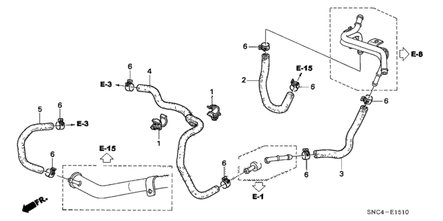 2006 Honda Civic Hose, Connecting Pipe In. Diagram for 19524-RMX-000