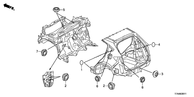 2021 Honda HR-V Grommet (Rear) Diagram