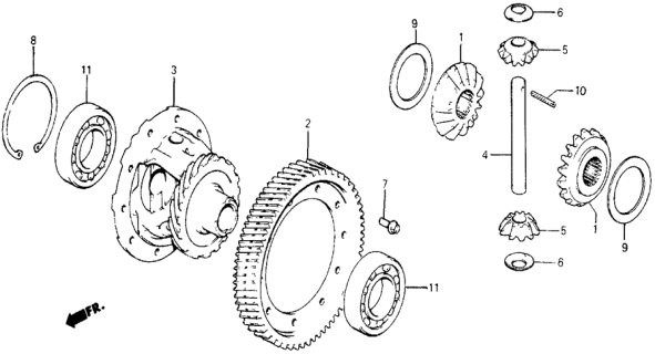 1985 Honda Civic MT Differential Gear Diagram