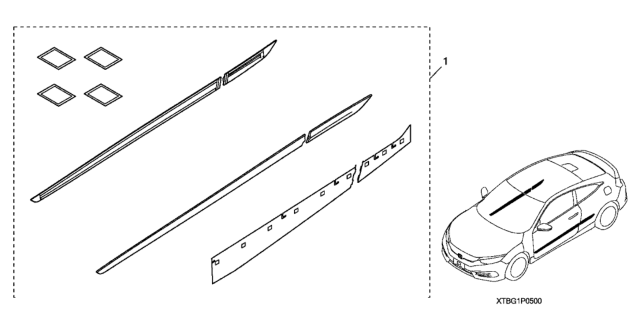 2018 Honda Civic Body Side Molding Diagram